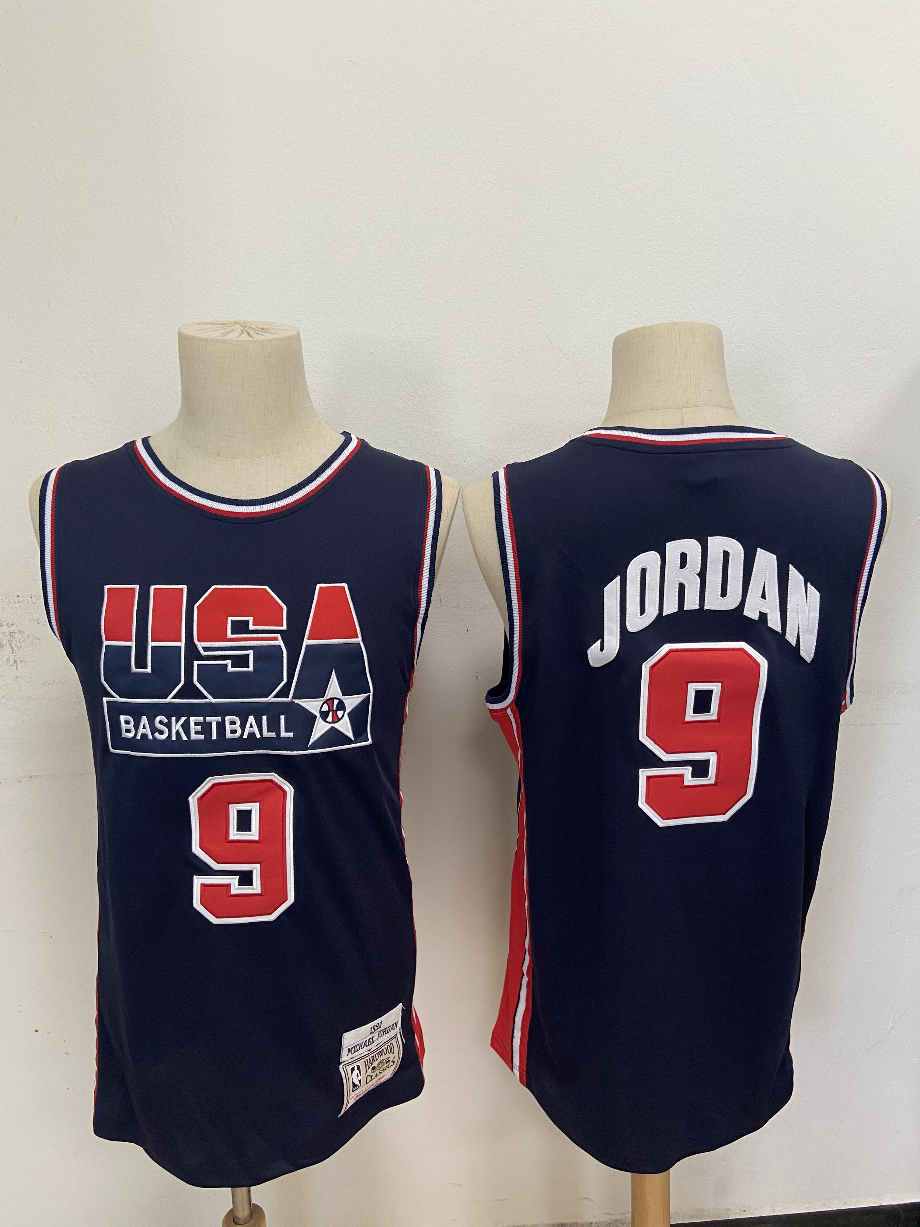 Men USA Basketball #9 Jordan Blue Stitched Throwback NBA Jersey->philadelphia 76ers->NBA Jersey